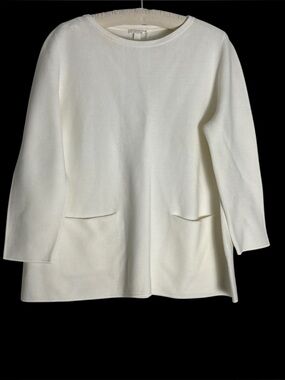 COS A-Line Cotton Knitted Top White Size L